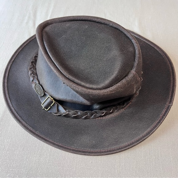 Overlander Genuine Leather Outback Hat XL Brown Aussie Bush Fedora - Picture 12 of 12